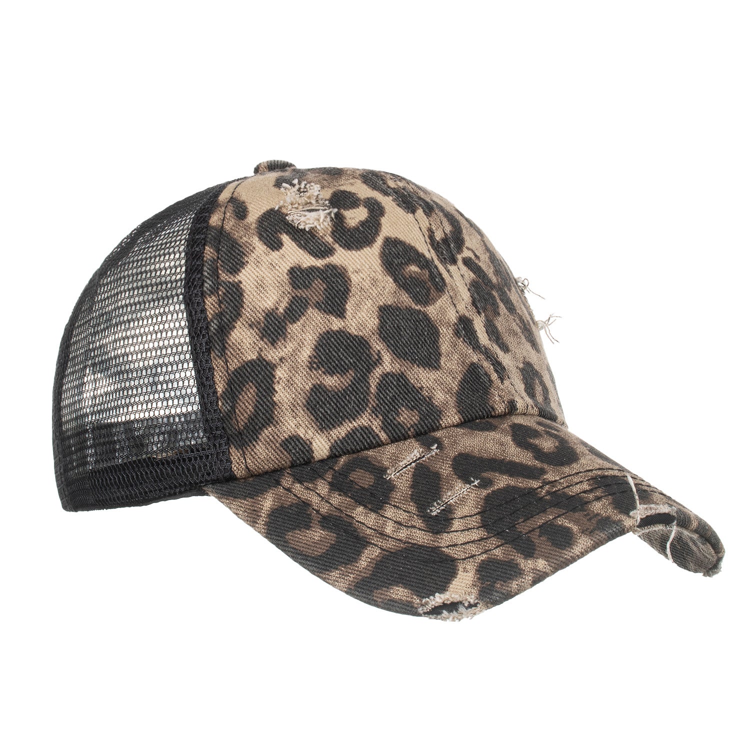 Wholesale Leopard cross elastic ponytail baseball cap